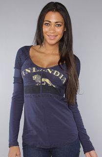 Free People The Augustana Graphic Top in Navy