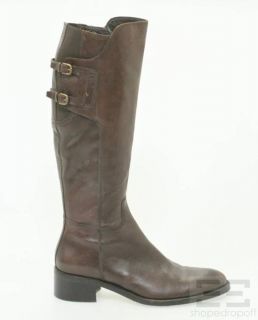 Fabio Rusconi Brown Leather Knee High Buckle Boots Size 39.5