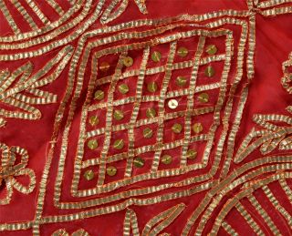 Vintage Sari Hand Embroidered Fabric Art Silk Gota Work OOAK Heavy