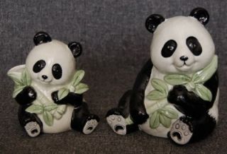 Adorable Vintage Fitz Floyd Sitting Panda Bear with Bamboo Figurine