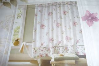 Country Rose Floral Fabric Shower Curtain Plum Purple NIP