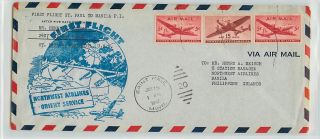 FAM F28 11 1947 First Flight Cover St Paul Manila Northwest Airlines