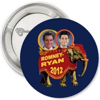 MITT ROMNEY PAUL RYAN 2012 old school GOP Republican ELEPHANT Pinback