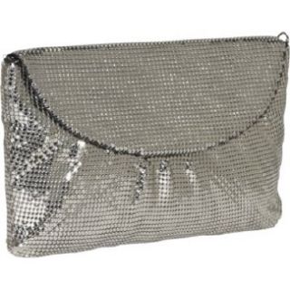 Handbags Whiting and Davis Classic Shirred Flap Clutch Pewter Shoes