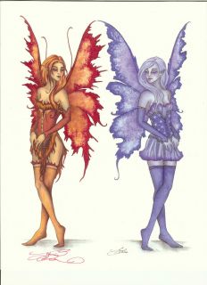 Amy Brown Fairy Signed Print Fire Ice Elemental Twins