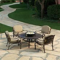 New 7 Piece Outdoor Patio Furniture Fire Pit Table Set