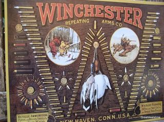 Winchester Repeating Arms Gun Bullet Display Man Cave Sign Vintage