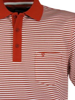 Mens Farah Pique Polo T Shirt Cherry Red White Stripe