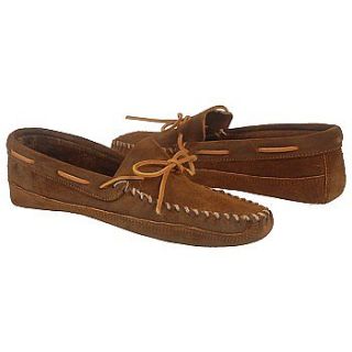 Mens Minnetonka Moccasin Double Bottom Softsole Brown Ruff Shoes