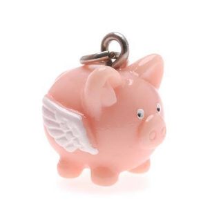 Hand Painted Cute 3D Flying Pig Jewelry Charm 17mm (1)
