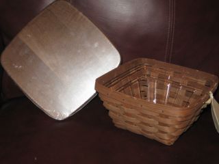Longaberger RICH BROWN SMALL FLARE BASKET Set + Wood LID NEW w/tags