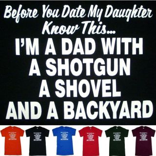 Shotgun Dad Fathers Daughter Funny Humor Hunting T Shirt 5XL 5X