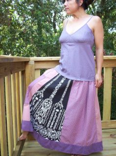 Handmade Purple Patchwork Dress Hippie Upcycled Medium Festival Maxi