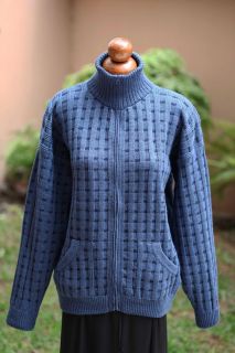 New Alpaca Wool Woolen Jacket Soft Sweater Blue Sz M Alpaca Warehouse