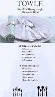 Towle Flatware Sadie 65 PC Stainless Steel Service for 12 5 PC Hostess