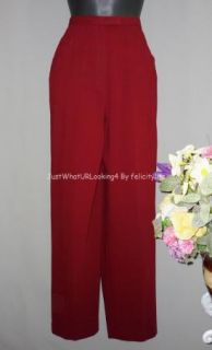 Jones New York Womens Red Wool Lined Dress Pants Slacks Classic Fit