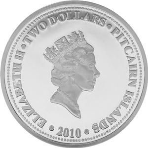 Pitcairn 2010 2$ Fletcher Christian 24K Gold Gilded 1oz Silver Coin
