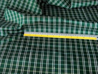 Green Check Pin Stripe 100 Silk Fabric Blouse Shirt