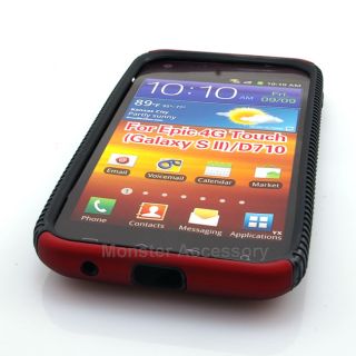 Red Dual Flex Hard Case Gel Cover for Samsung Galaxy S2 Sprint Epic 4G