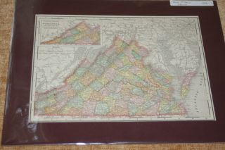  1898 Rand McNally Map Virginia