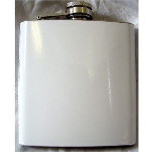  White Wrapped Stainless Steel Alcohol Hip Flask   By Top Shelf Flasks
