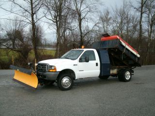 Ford F 450 7 3 Power Stroke Snow Plow Salt Spreader Dump Truck