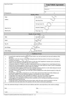 Legally Compliant Courtesy Car Loan Vehicle Agreement Pad