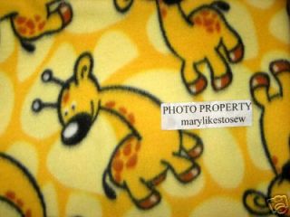 Giraffe Zoo Animal Soft Yellow Fleece Baby Blanket Small 32 x 32