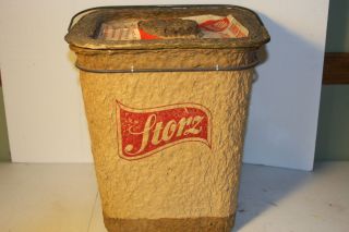 VERY RARE VINTAGE PAPER MACHE STORZ BEER MINNOW BUCKET AND PICNIC