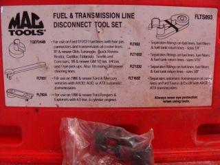  Tools FLTS893 Fuel & Transmission Line Disconnect Tool Set Used AS IS