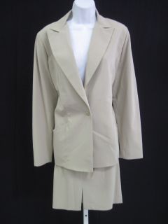 French Laundry Tan Blazer Jacket Skirt Suit Size 12
