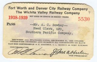 Fort Worth and Denver City Railway Co. Wichita Valley Railway Co. Pass