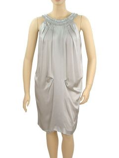 Alberta Ferrettti Dress Silver Silk Beaded Dress US10