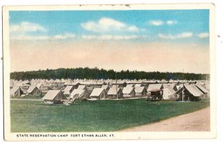 PC44 1917 Postcard reservation Camp Fort Ethan Allen VT