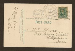  Post Card to Fort Madison, Iowa. Has CDS strikes of Fort Madison