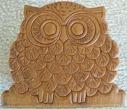 Vintage WOOD OWL NAPKIN HOLDER 1960s Kitchenware Collectible