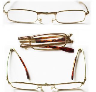 Folding Reading Glasses Delicate Feminine Gold Frames Fold Up Readers