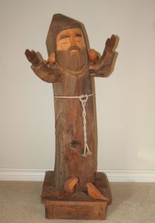 AWESOME 3 Ft ST FRANCIS OF ASSISI Carved Wooden Figure Statue by BEN