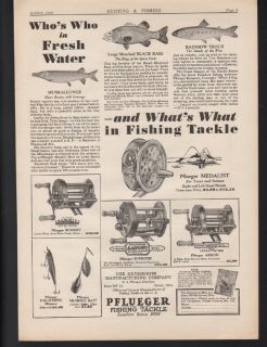 1929 PFLUEGER BAIT REEL SPORT FISH FLY BAIT COST MUSKALLUNGE BASS