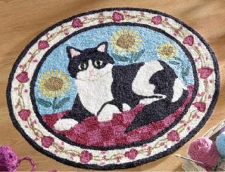 Country Cat Folk Art Round Accent Rug Floor Door Mat Home Decor