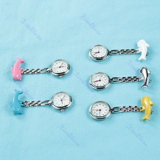 Dolphin Nurse Clip Fob Pin Brooch Pendant Hanging Pocket Quartz Watch