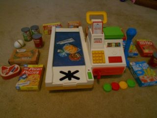  Fisher Price Cash Register Scanner Playset with Toy Food Items