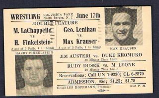 1946 Wrestling Postcard Lachappelle Finkelstein Krauser
