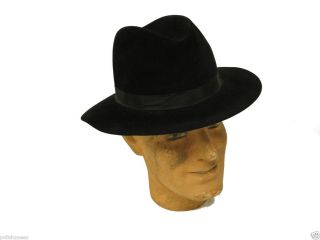 Fiorentino Black 100 Fur Felt Fedora Hat Size Large