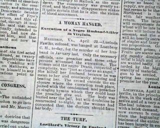  Execution Luenberg Virginia Lucinda Fowlkes Hanging Newspaper