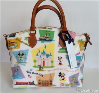 Dooney Bourke Disneyland Retro Print Large Satchel Handbag Disney