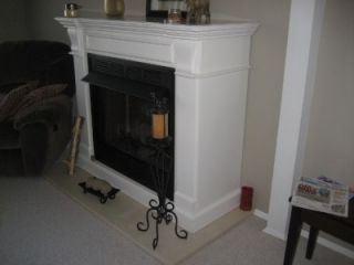 Large White Ventless Fireplace Plus Mantle Gas Insert and Marble Slab