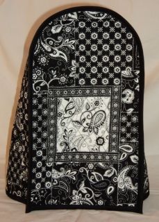 Quilted Black White Paisley Print Food Processor Cover