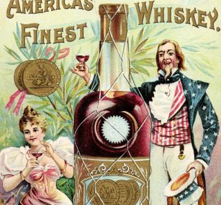Harper Whiskey Uncle Sam Bottle Victorian Advertising Trade Card
