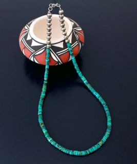  Turquoise Heishi Necklace by Frances Begay Excellent Matrix and Colors